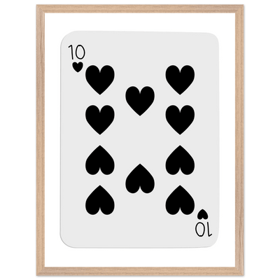 Minimalist Ten of Hearts Poker Card Print - Mounted Framed Eco-Friendly Wall Art for Game Rooms & Modern Decor - Vibrantwalls