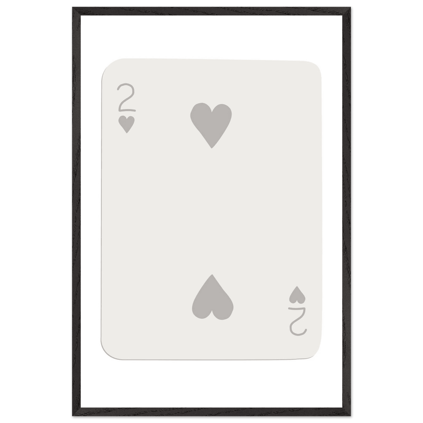 Minimalist Two of Hearts Poker Card Print - Mounted Framed Eco-Friendly Art for Modern Decor - Vibrantwalls