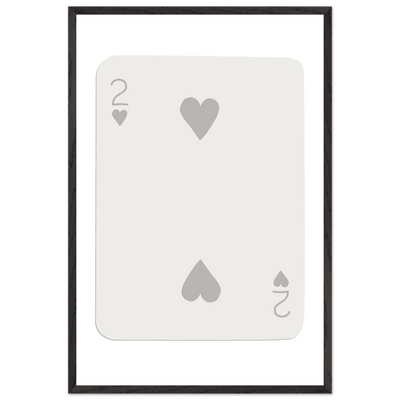 Minimalist Two of Hearts Poker Card Print - Mounted Framed Eco-Friendly Art for Modern Decor - Vibrantwalls