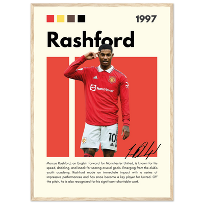 Marcus Rashford Manchester United Soccer Framed Poster – Iconic Red Devil Art Print 50x70 cm 20x28″ Wood frame Vibrantwalls