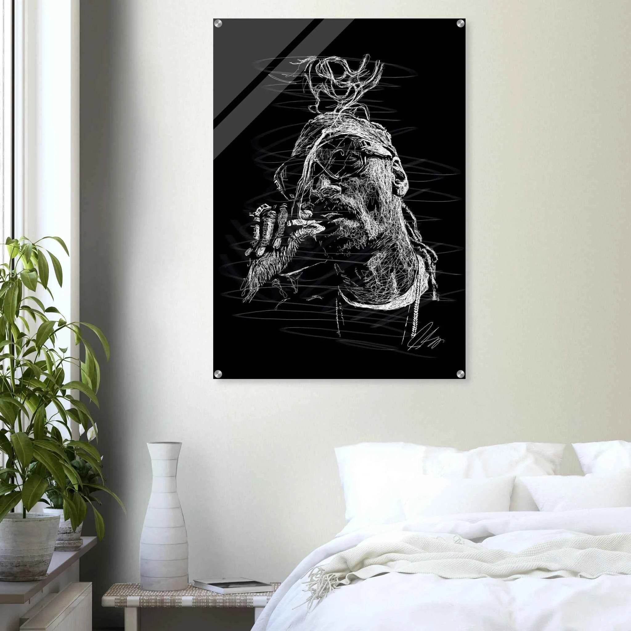Snoop Dog Acrylic Print - Dynamic Black & White Scribble Art for Stylish Wall Decor - Vibrantwalls