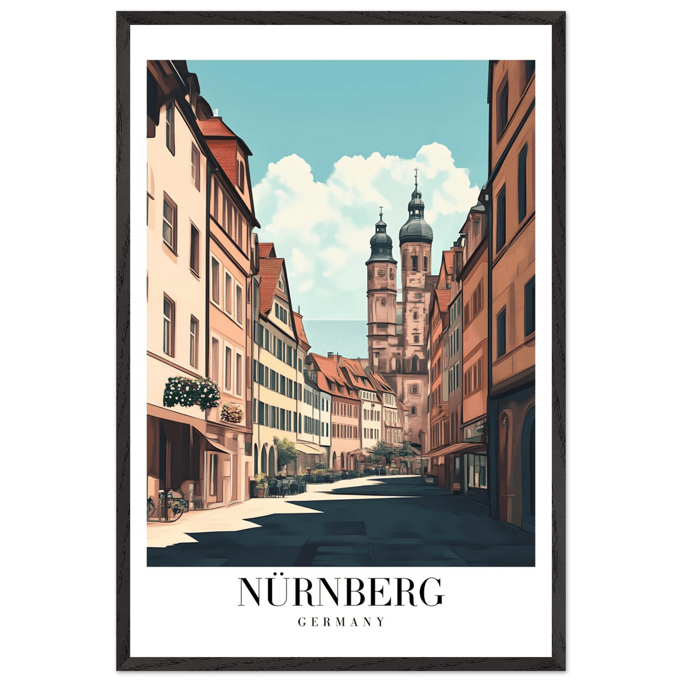 Nürnberg Germany Framed Poster – Vintage European Street Scene Wall Art with Wooden Frame - Vibrantwalls