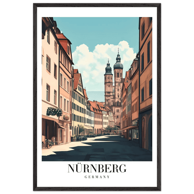 Nürnberg Germany Framed Poster – Vintage European Street Scene Wall Art with Wooden Frame - Vibrantwalls