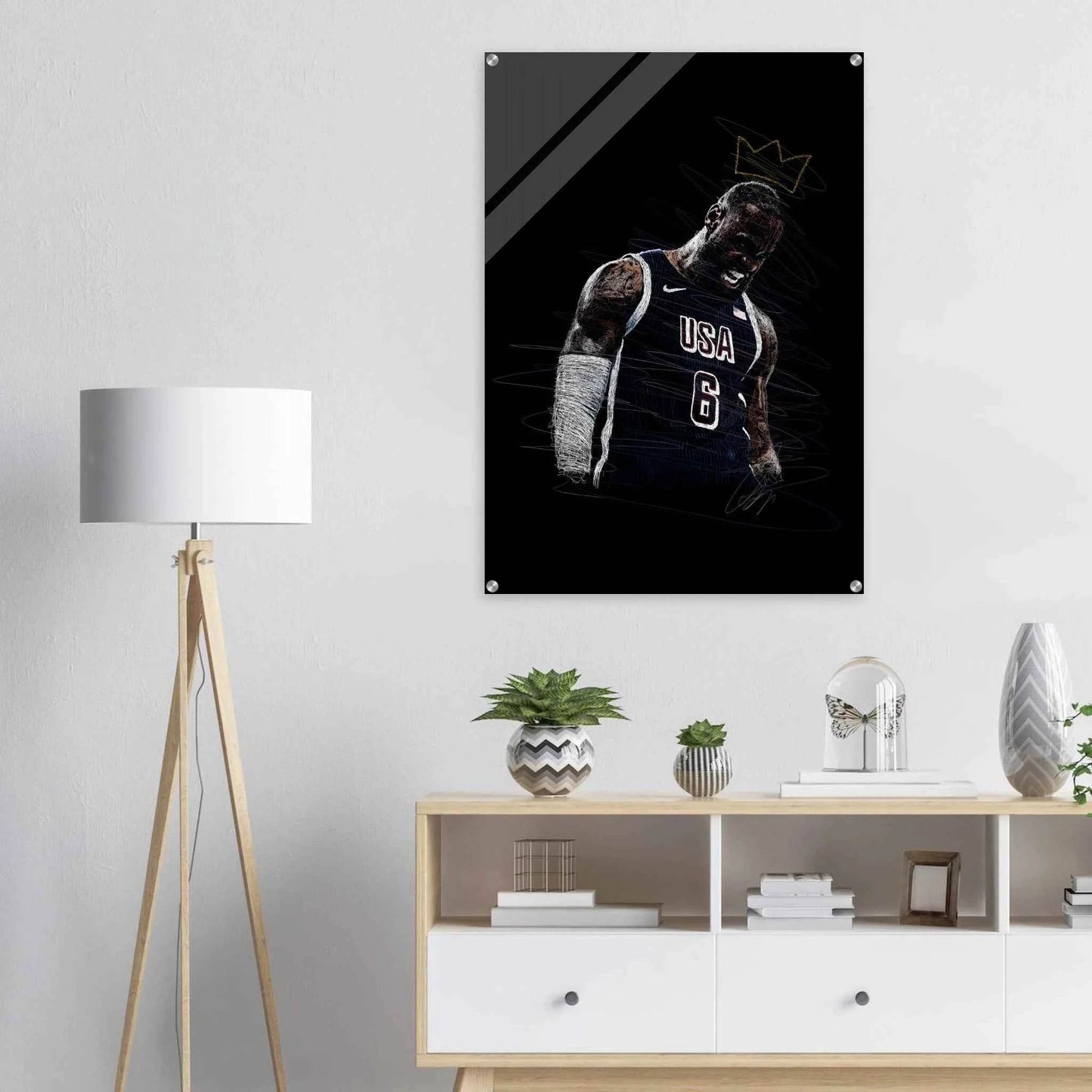 LeBron James 'King' Sketch Acrylic Print – Dynamic, Modern Sports Wall Art in Multiple Sizes - Vibrantwalls