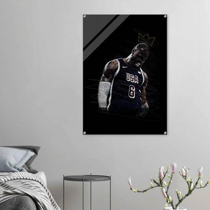 LeBron James 'King' Sketch Acrylic Print – Dynamic, Modern Sports Wall Art in Multiple Sizes - Vibrantwalls
