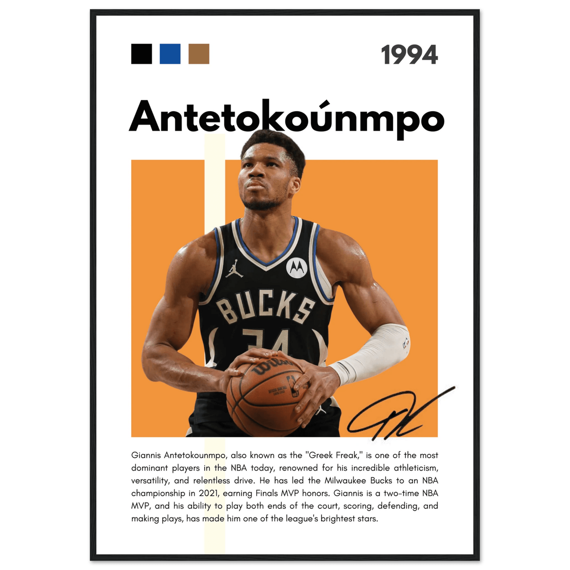 Giannis Antetokounmpo Greek Freak Bucks NBA Legends Wall Art - Vibrantwalls