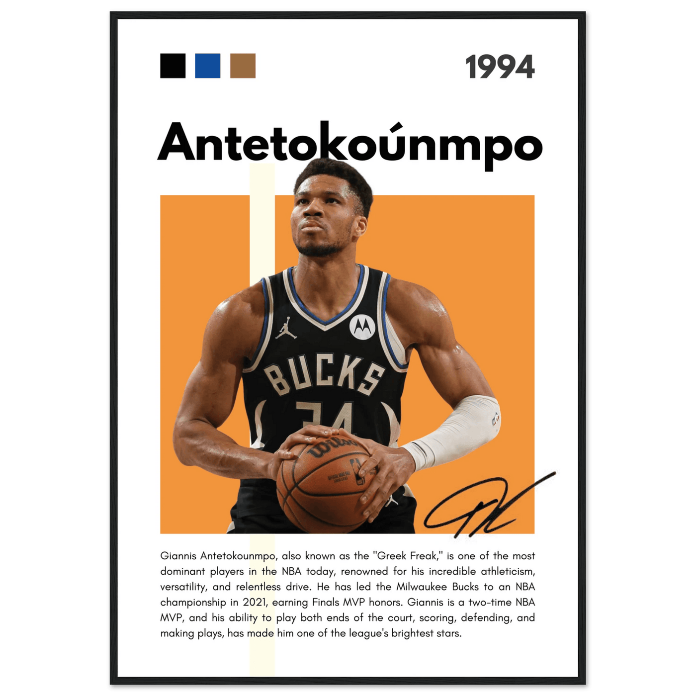 Giannis Antetokounmpo Greek Freak Bucks Poster - Vibrantwalls