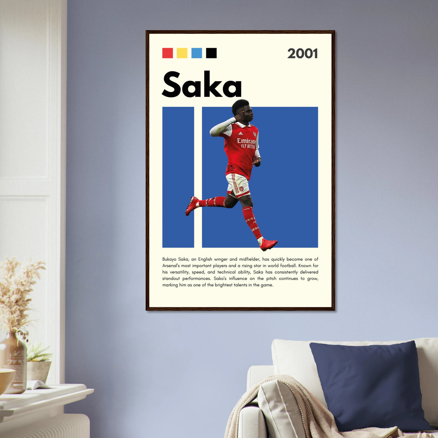 Bukayo Saka Arsenal Framed Poster – Modern Football Art Print for Gooners Vibrantwalls