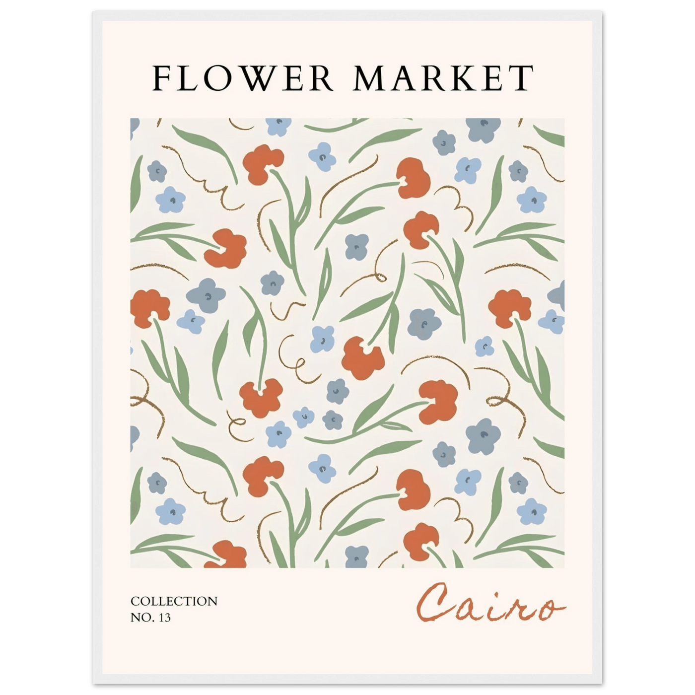 Flower Market Cairo Framed Poster – Abstract Floral Art Print | Earthy Tones & Ready-to-Hang Decor - Vibrantwalls
