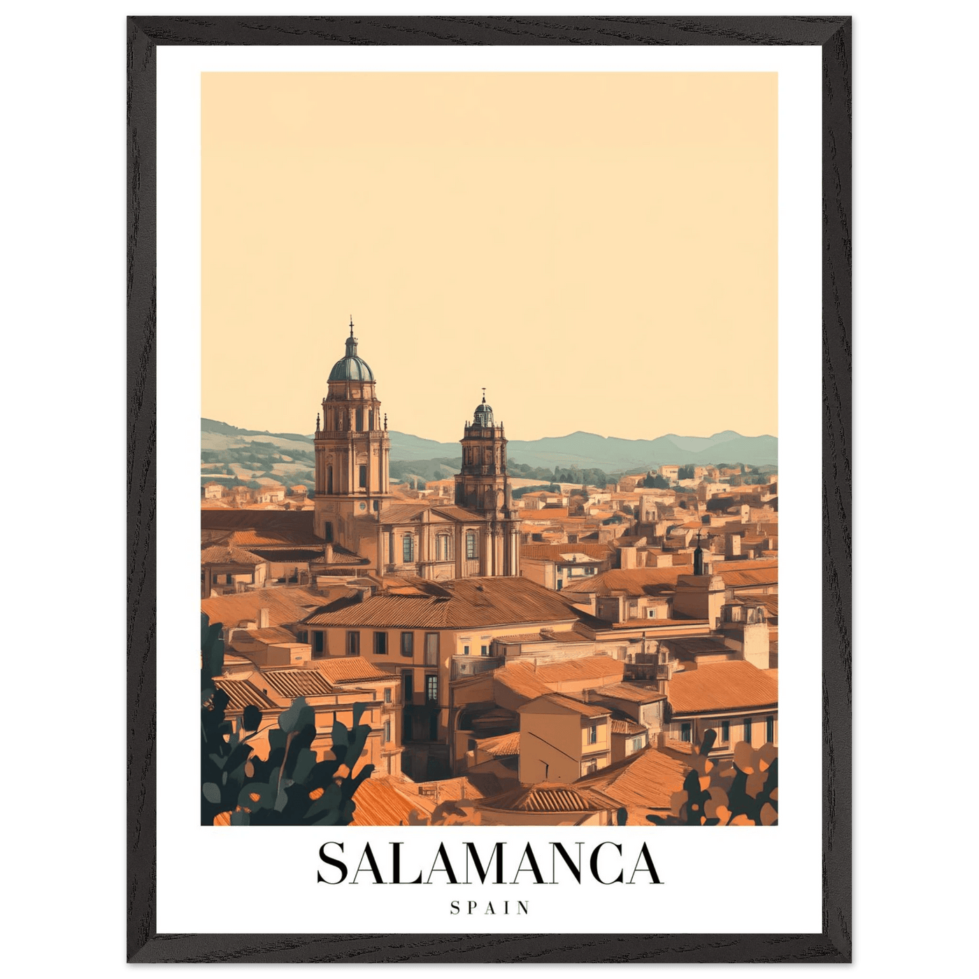 Salamanca Spain Framed Poster – Warm Hues Vintage Travel Wall Art with Wooden Frame - Vibrantwalls