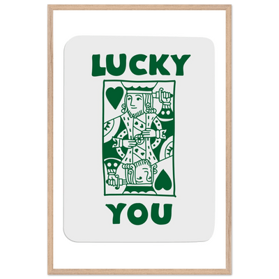 Lucky You Poker King of Hearts Print - Mounted Eco-Friendly Framed Poster Art in Dark Green - Vibrantwalls