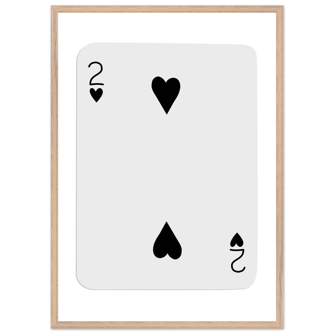 Two of Hearts Poker Card Print - Framed Wall Art, Eco-Friendly Wood Frame in Multiple Sizes & Finishes - Vibrantwalls