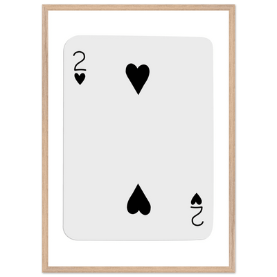 Two of Hearts Poker Card Print - Framed Wall Art, Eco-Friendly Wood Frame in Multiple Sizes & Finishes - Vibrantwalls