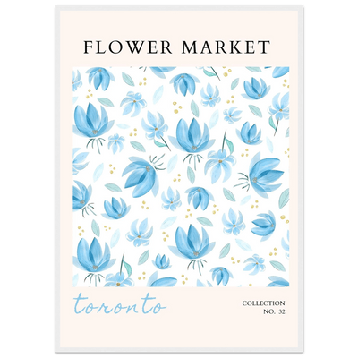 Toronto Flower Market Wall Art – Delicate Blue Floral & Gold Dot Prints | Framed & Ready-to-Hang - Vibrantwalls