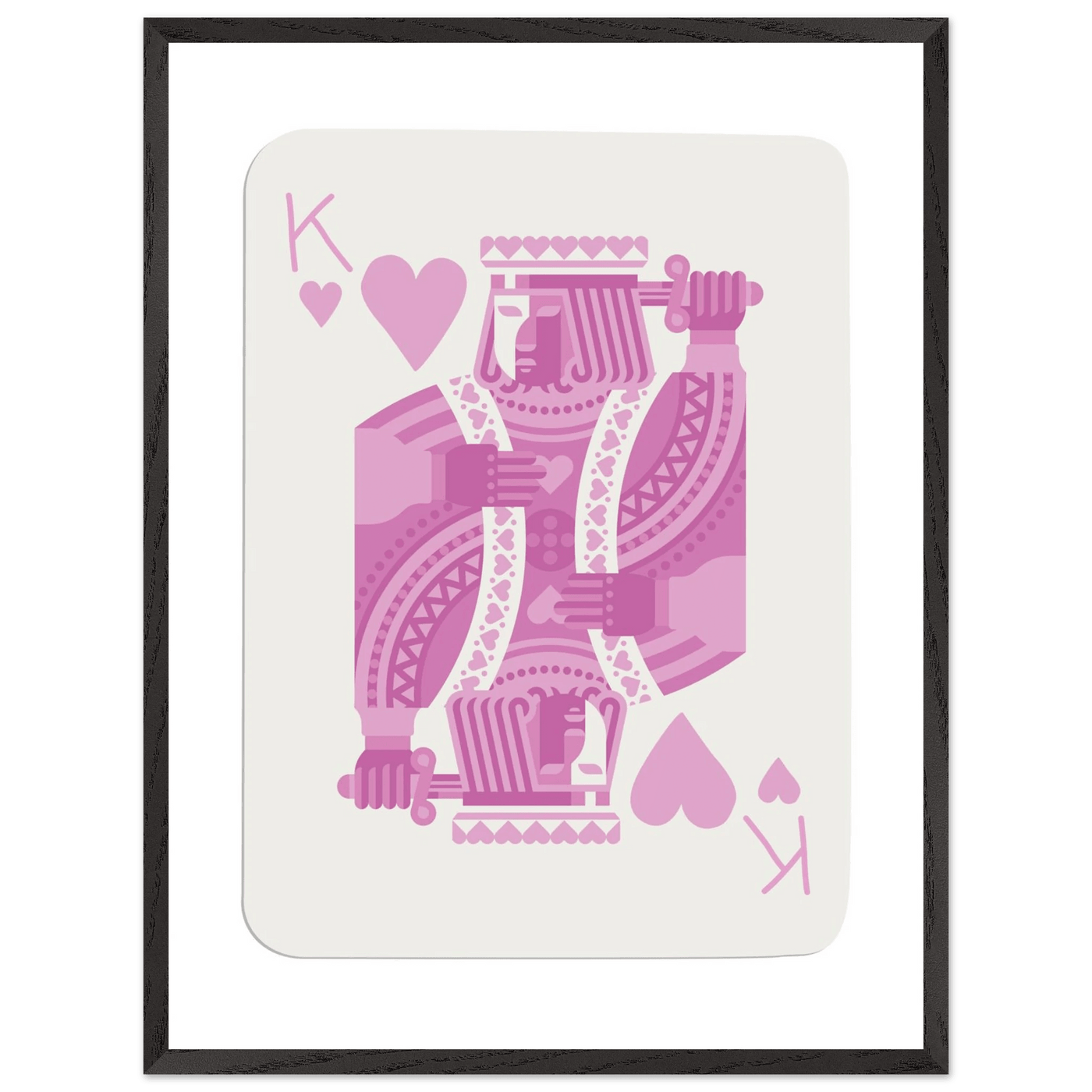 King of Hearts Modern Pink Poker Card Art - Mounted Framed Poster, Eco-Friendly Wood Frame - Vibrantwalls