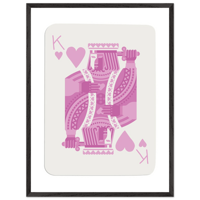King of Hearts Modern Pink Poker Card Art - Mounted Framed Poster, Eco-Friendly Wood Frame - Vibrantwalls