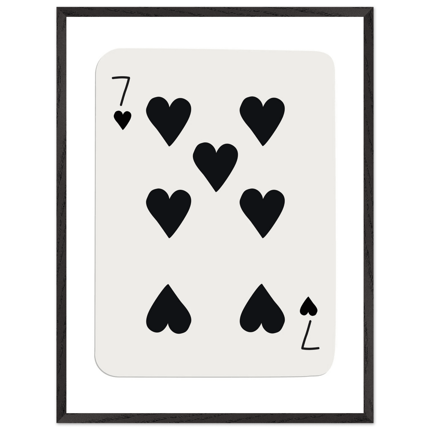 Seven of Hearts - Modern Poker Card Print Art - Eco-Friendly Wood Framed Poster, in your choice of elegant frames - Vibrantwalls