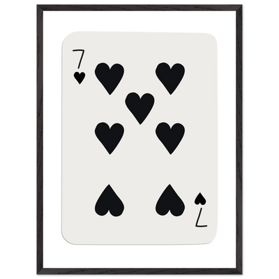 Seven of Hearts - Modern Poker Card Print Art - Eco-Friendly Wood Framed Poster, in your choice of elegant frames - Vibrantwalls