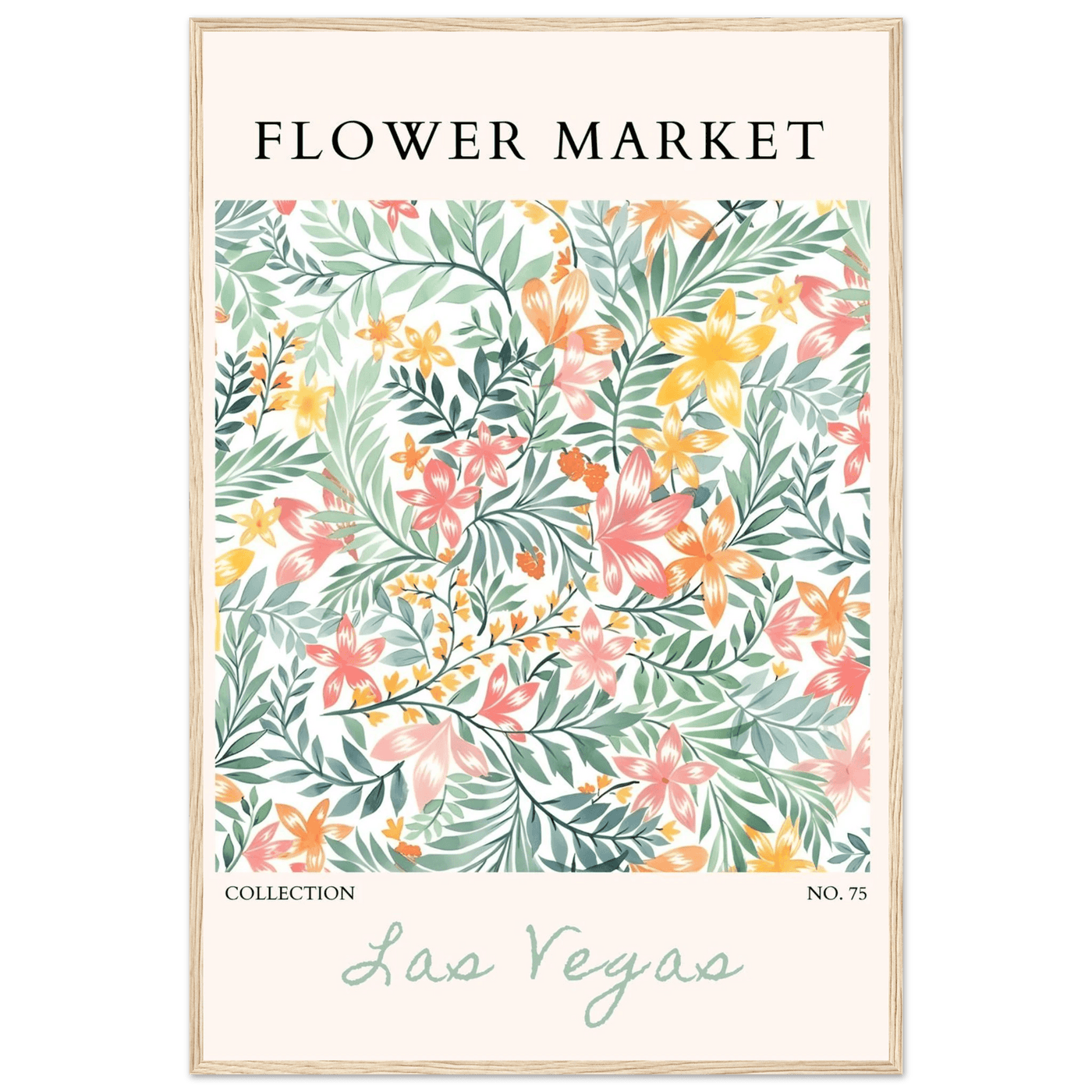 Flower Market Collection Framed Poster – Las Vegas Botanical Bliss Print | Ready-to-Hang Floral Art - Vibrantwalls