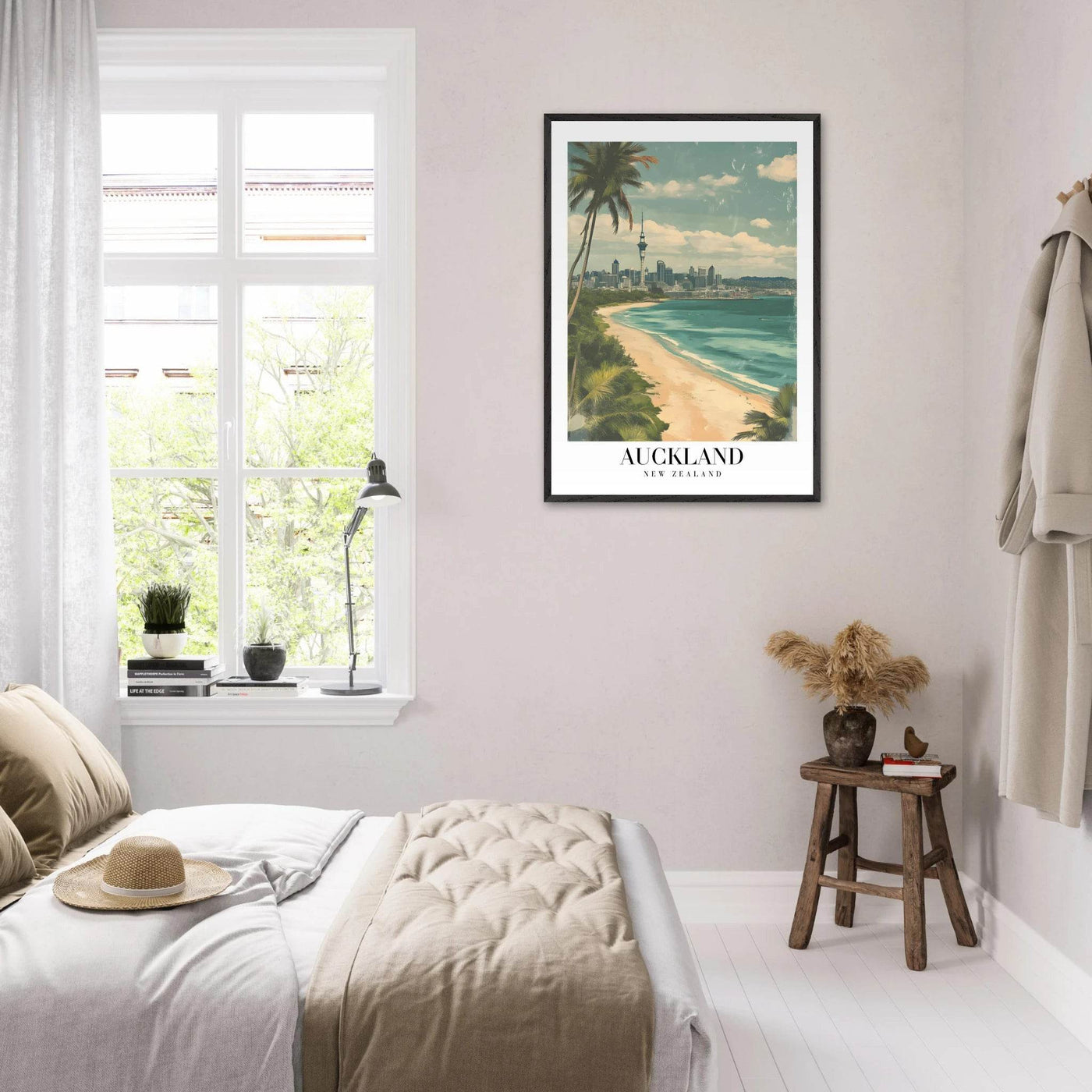 Auckland New Zealand Framed Poster – Vintage Coastal City Travel Wall Art with Wooden Frame Options - Vibrantwalls