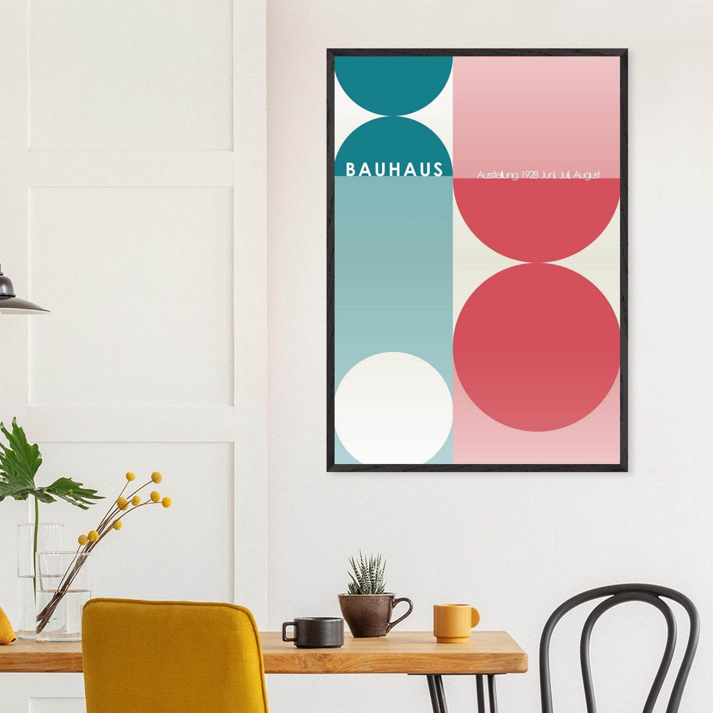 Bauhaus Retro Art Print in Teal and Coral for Unique Retro Decor - Vibrantwalls