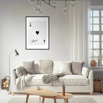 Lucky Ace of Hearts Framed Poster Art - Playful Poker Card Print in Eco-Friendly Wood Frame - Vibrantwalls