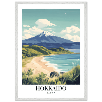 Hokkaido Japan Framed Poster – Vintage Mount Yotei Travel Wall Art with Wooden Frame - Vibrantwalls