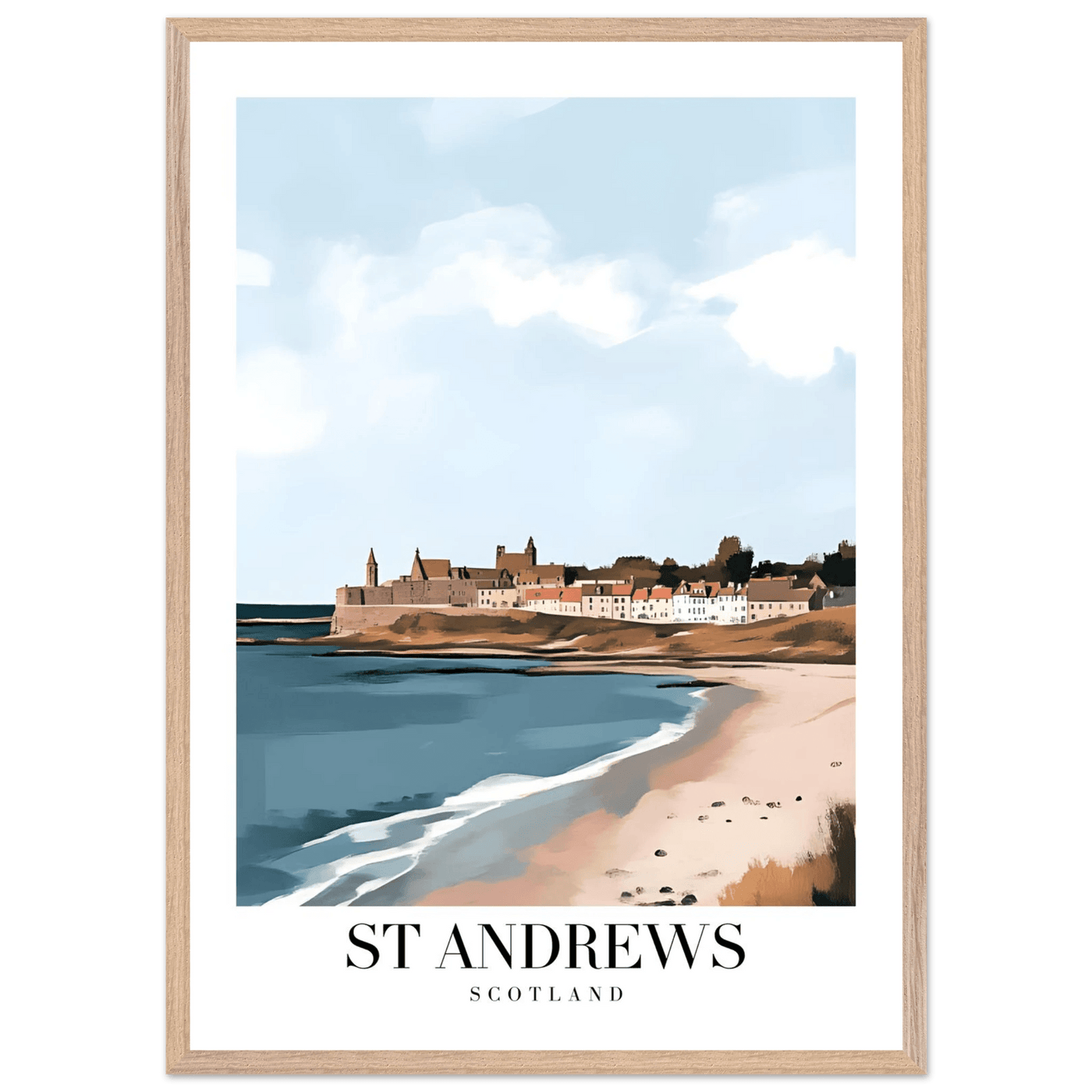 St Andrews Scotland Framed Poster – Coastal Town Wall Art with Wooden Frame - Vibrantwalls
