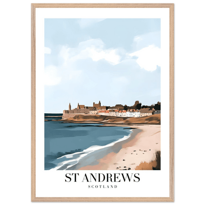 St Andrews Scotland Framed Poster – Coastal Town Wall Art with Wooden Frame - Vibrantwalls