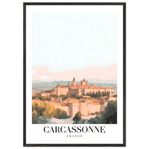 Carcassonne France Framed Poster – Vintage Travel Wall Art in Pastel Hues & Wooden Frame - Vibrantwalls
