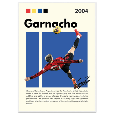 Alejandro Garnacho Manchester United Dynamic Football Poster 70x100 cm 28x40″ White frame Vibrantwalls