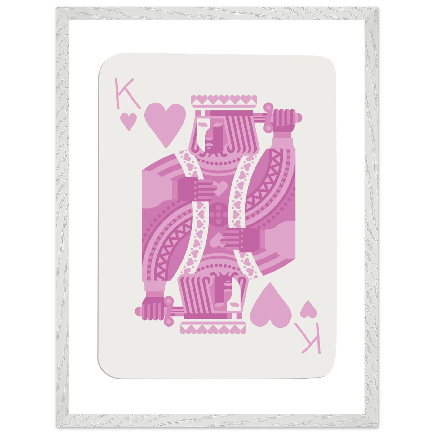 King of Hearts Modern Pink Poker Card Art - Mounted Framed Poster, Eco-Friendly Wood Frame - Vibrantwalls