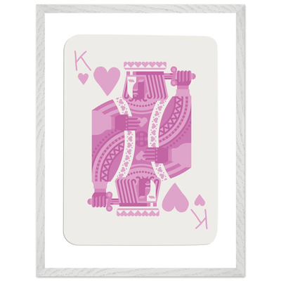 King of Hearts Modern Pink Poker Card Art - Mounted Framed Poster, Eco-Friendly Wood Frame - Vibrantwalls