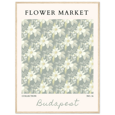 Budapest Flower Market Framed Poster – Elegant Botanical Art Print in Sage Green | Ready-to-Hang Wall Decor - Vibrantwalls