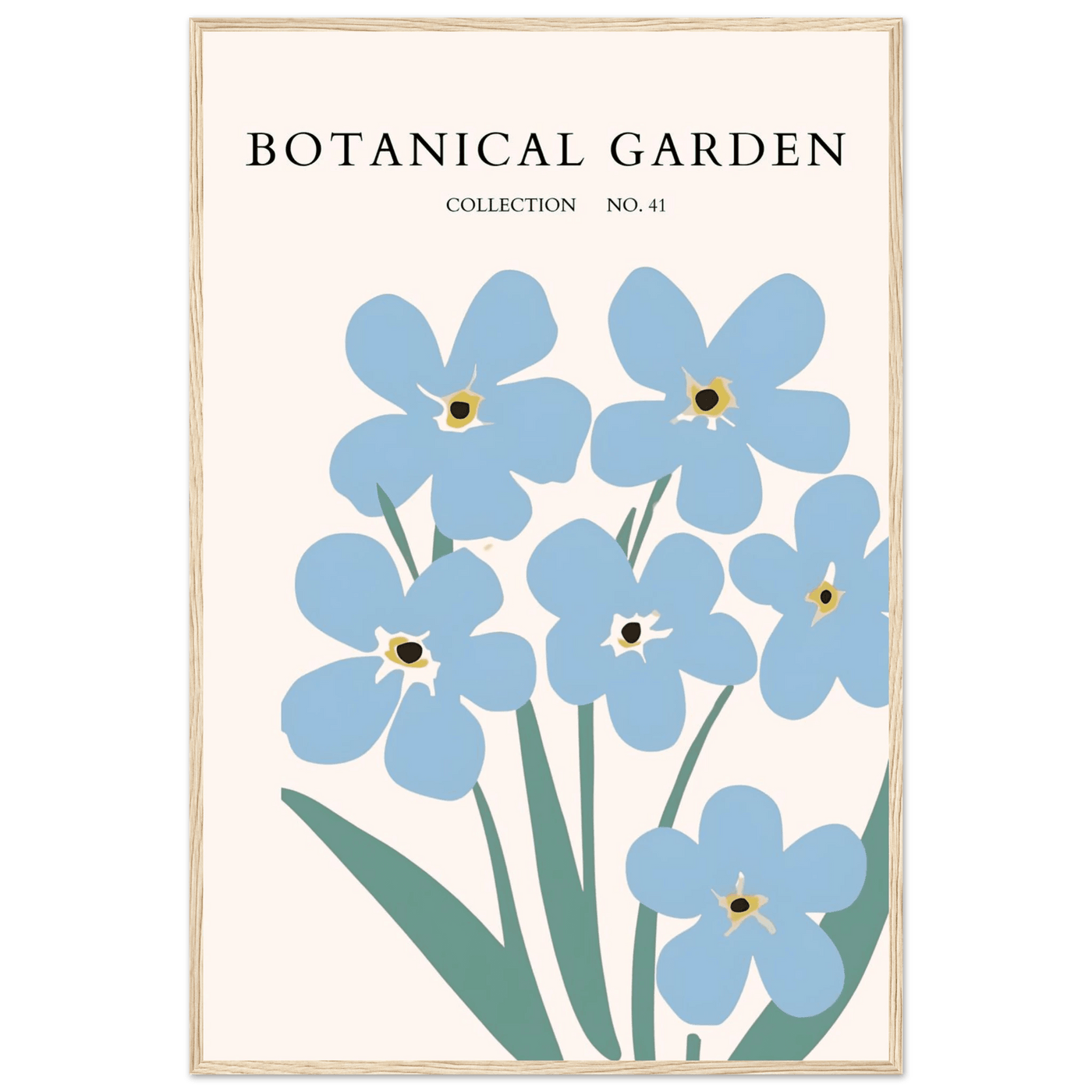 Botanical Garden Forget-Me-Nots Framed Poster - Soft Blue Floral Art Print | Ready-to-Hang Wall Decor - Vibrantwalls