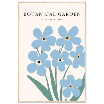 Botanical Garden Forget-Me-Nots Framed Poster - Soft Blue Floral Art Print | Ready-to-Hang Wall Decor - Vibrantwalls