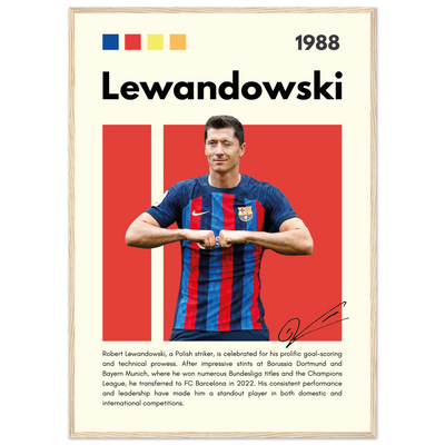 Robert Lewandowski FC Barcelona Framed Football Poster A1 (59.4 x 84.1 cm) Wood frame Vibrantwalls