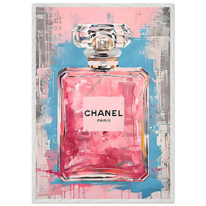 Coco Mademoiselle Chanel Art Print - Pink & Blue Pop Art Style Framed Poster - Vibrantwalls