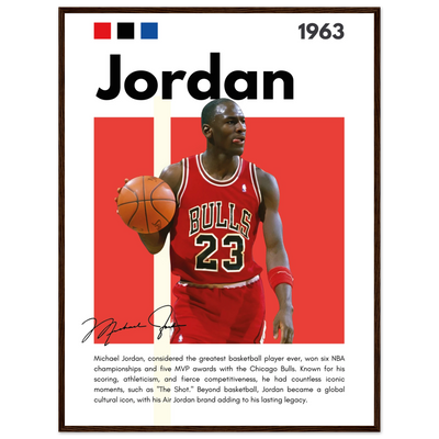 Michael Jordan Air Jordan Bulls Retro Print 60x80 cm 24x32″ Dark wood frame Vibrantwalls