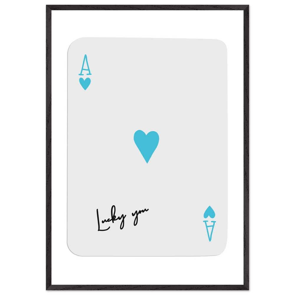 Ace of Hearts Poker Card Print - 'Lucky You' Framed Art, Eco-Friendly Wood Frame in Custom Finish - Vibrantwalls