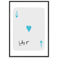 Ace of Hearts Poker Card Print - 'Lucky You' Framed Art, Eco-Friendly Wood Frame in Custom Finish - Vibrantwalls