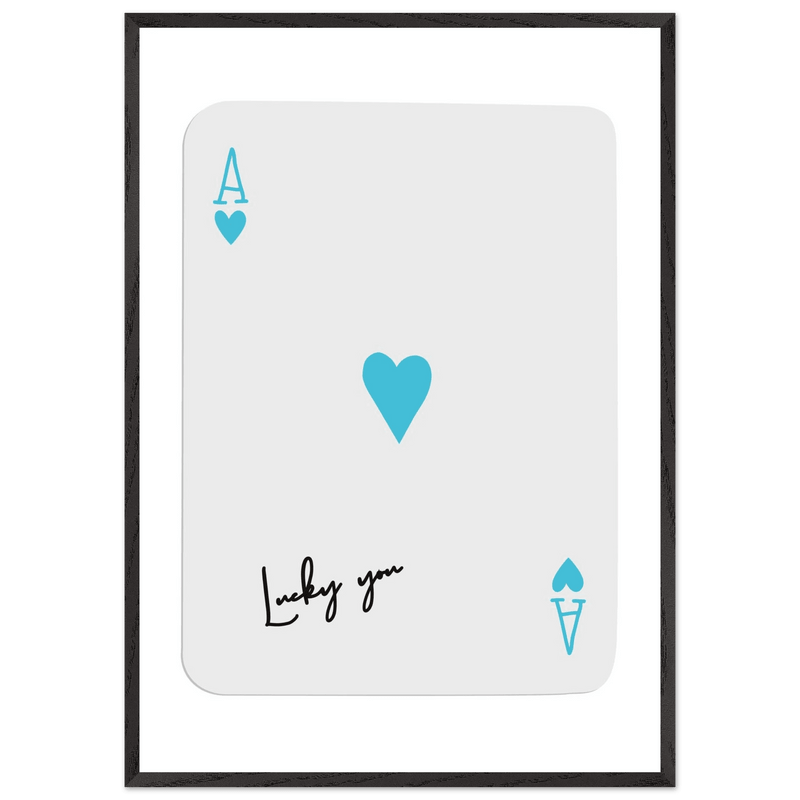 Ace of Hearts Poker Card Print - 'Lucky You' Framed Art, Eco-Friendly Wood Frame in Custom Finish - Vibrantwalls