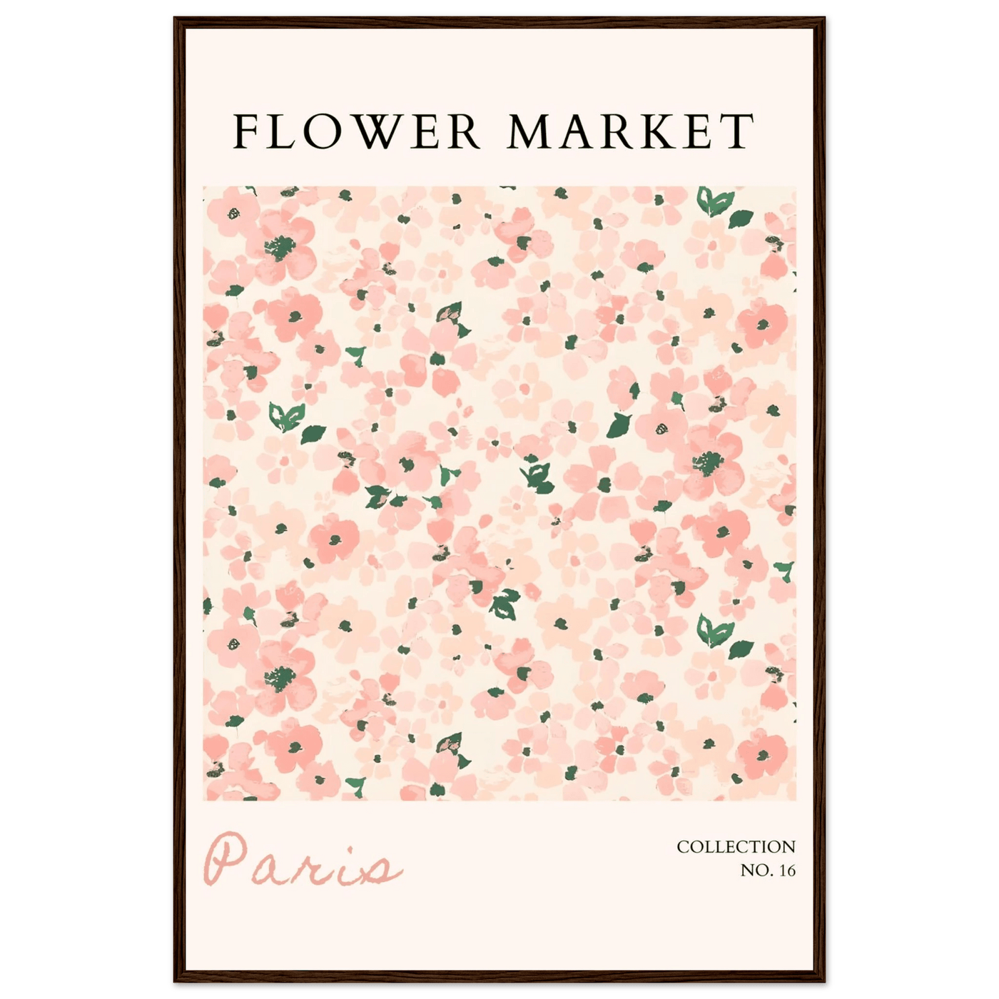 Paris Flower Market Framed Poster – Blush Floral Art Print | Ready-to-Hang Wall Decor in Multiple Sizes & Frame Finishes - Vibrantwalls