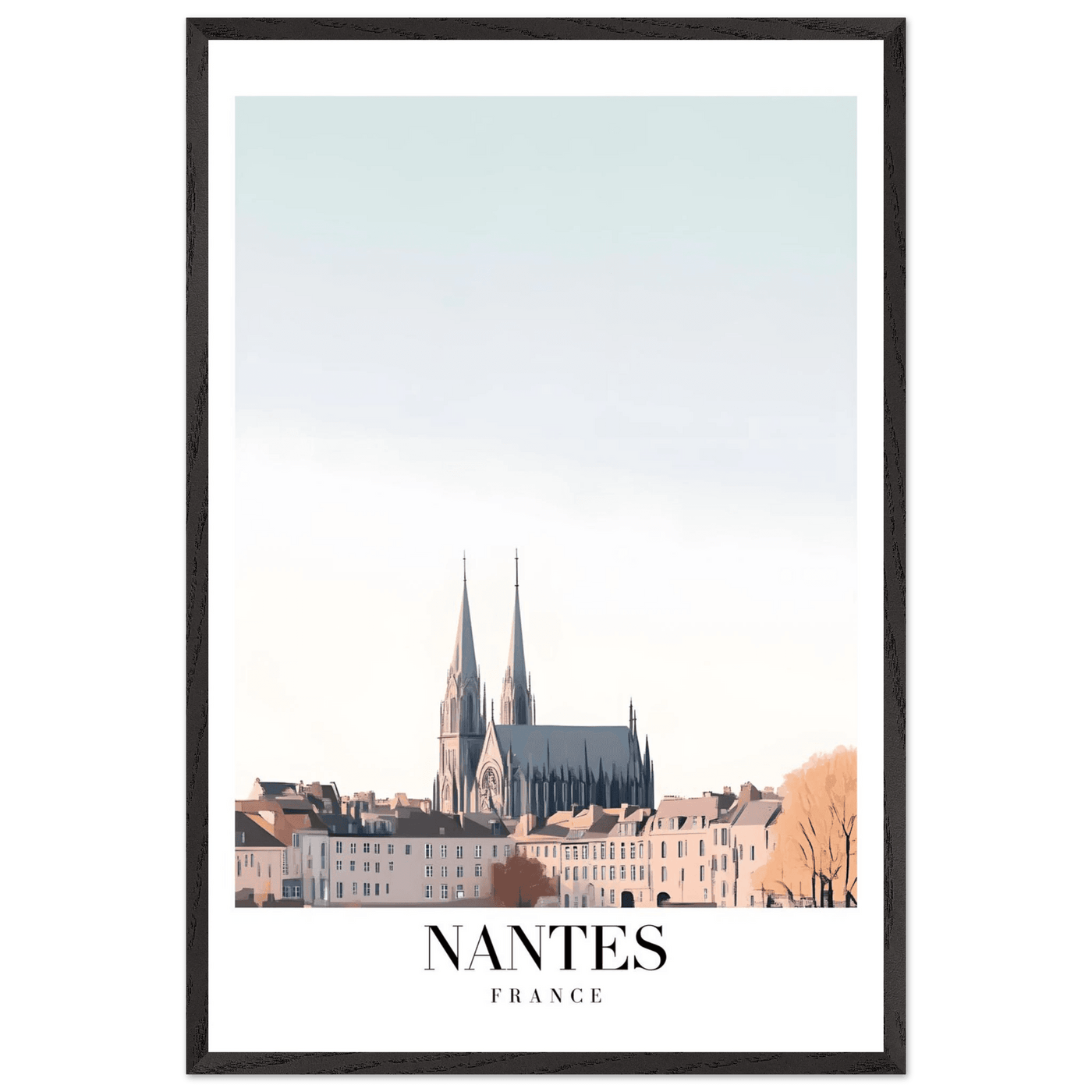 Nantes France Cathedral Framed Poster - Minimalist Travel Wall Art in Your Choice of Size & Frame - Vibrantwalls