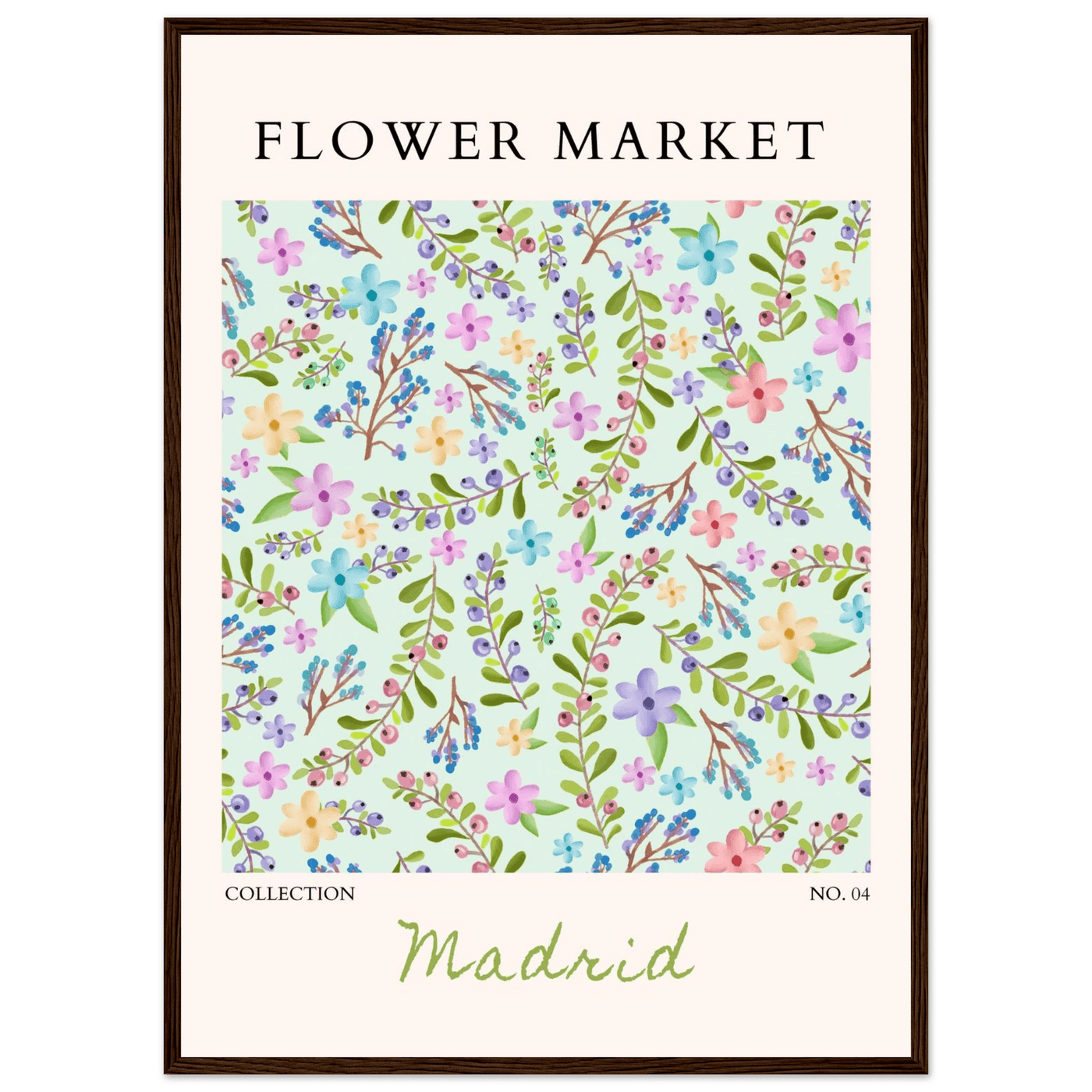 Flower Market Collection Framed Poster – Whimsical Floral & Berry Art Prints | Ready-to-Hang in Various Sizes - Vibrantwalls