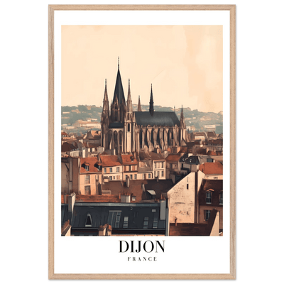 Dijon France Framed Poster – Vintage European Cityscape Wall Art with Wooden Frame - Vibrantwalls