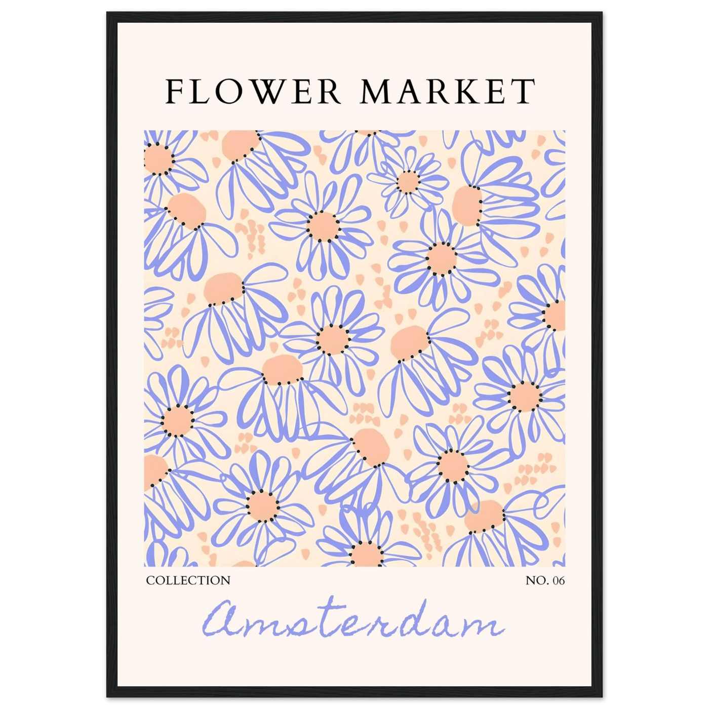 Abstract Floral Market Framed Poster – Whimsical Amsterdam Daisy Art Prints | Ready-to-Hang in Various Sizes - Vibrantwalls