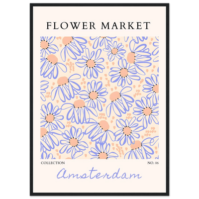 Abstract Floral Market Framed Poster – Whimsical Amsterdam Daisy Art Prints | Ready-to-Hang in Various Sizes - Vibrantwalls