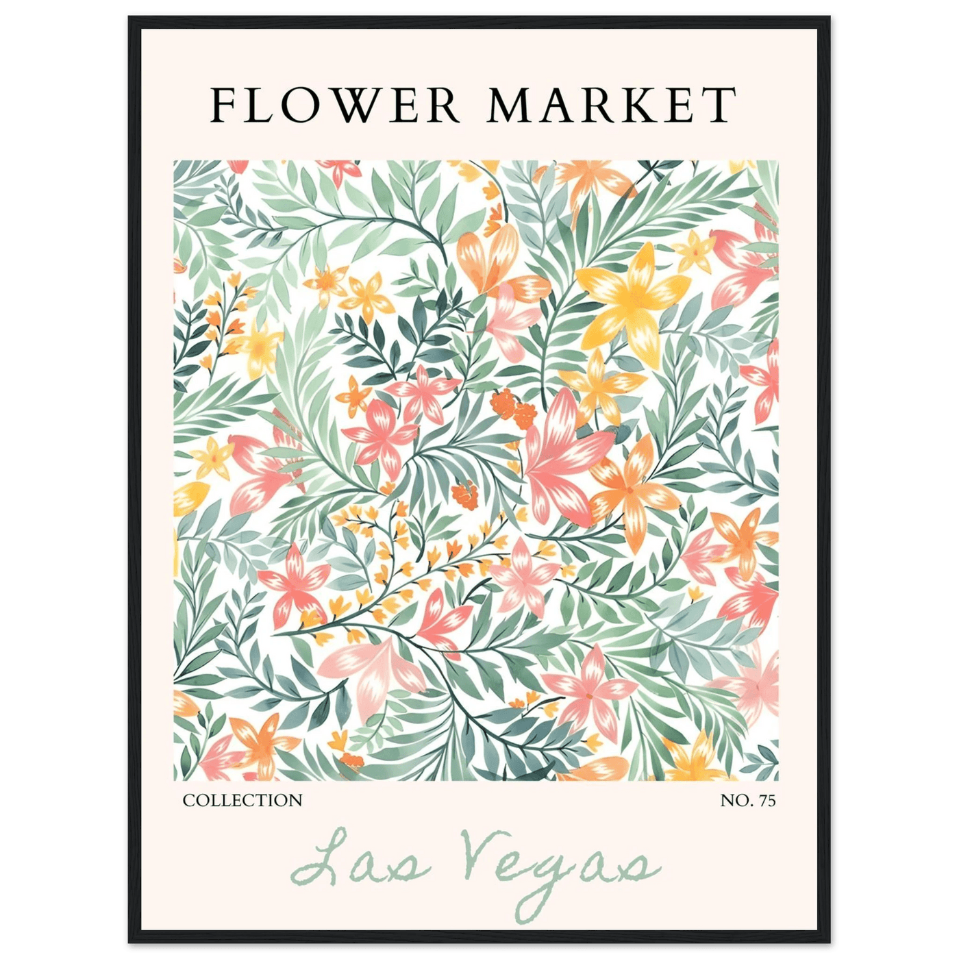 Flower Market Collection Framed Poster – Las Vegas Botanical Bliss Print | Ready-to-Hang Floral Art - Vibrantwalls