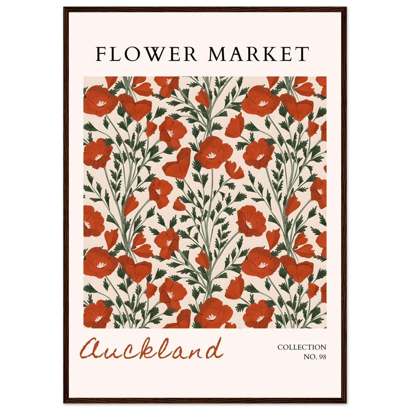 Auckland Flower Market Framed Poster – Vibrant Poppy Art Print | Ready-to-Hang Floral Decor - Vibrantwalls